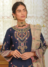 Qline By Qalamkar Embroidered Linen Unstitched 3 Piece Suit - 11